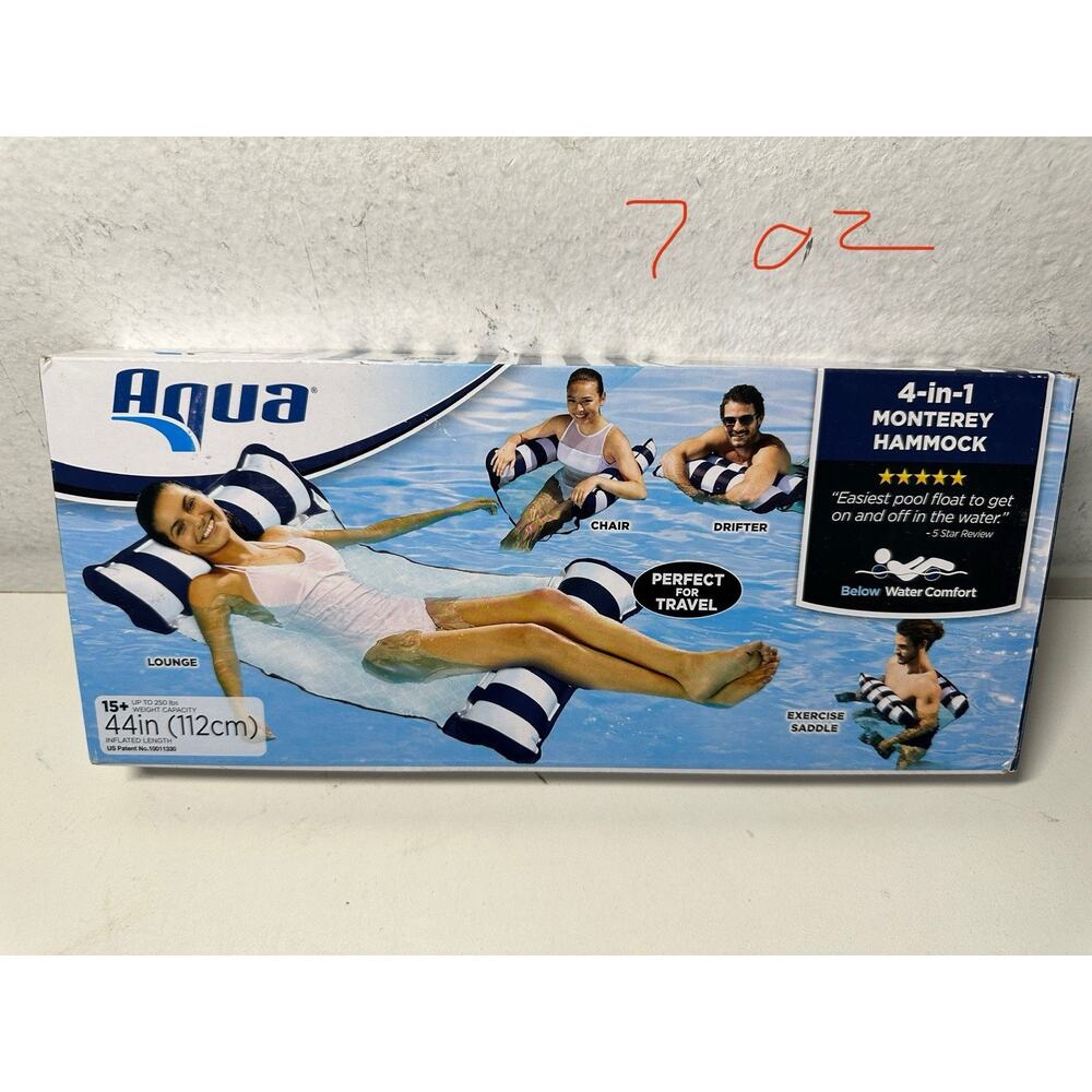 Aqua, 4-in-1 Monterey Hammock, 44" Inflated Length, Up to 250 lb.